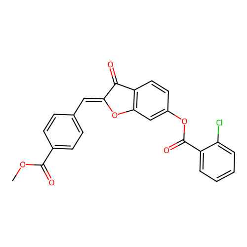 (Z)-2-(4-(methoxycarbonyl)benzylidene)-3-oxo-2,3-dihydrobenzofuran-6-yl 2-chlorobenzoate structure