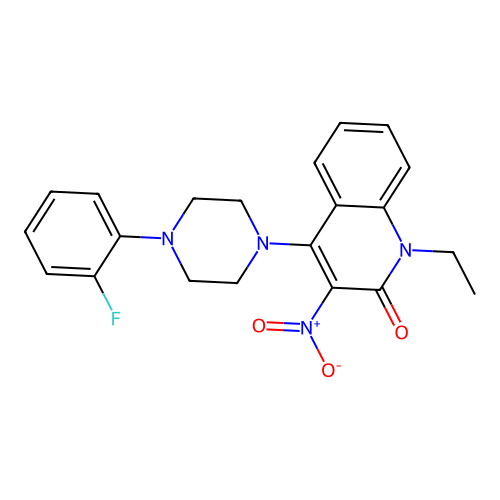 1-ethyl-4-(4-(2-fluorophenyl)piperazin-1-yl)-3-nitroquinolin-2(1H)-one structure