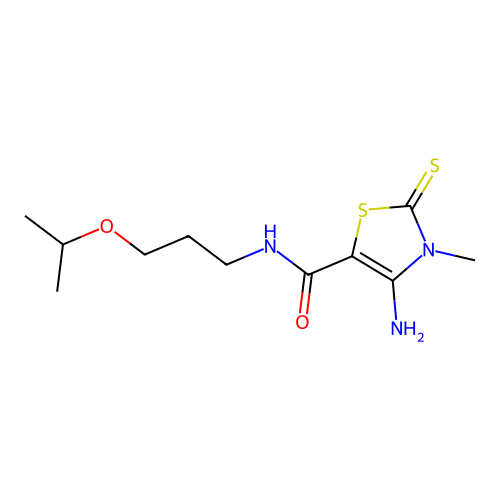 4-amino-3-methyl-N-(3-propan-2-yloxypropyl)-2-sulfanylidene-1,3-thiazole-5-carboxamide structure