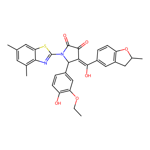 (4E)-1-(4,6-dimethyl-1,3-benzothiazol-2-yl)-5-(3-ethoxy-4-hydroxyphenyl)-4-[hydroxy(2-methyl-2,3-dihydro-1-benzofuran-5-yl)methylidene]pyrrolidine-2,3-dione structure
