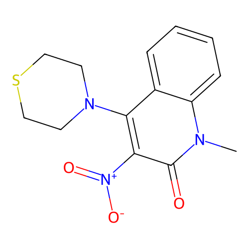 1-Methyl-3-nitro-4-thiomorpholin-4-ylquinolin-2-one structure