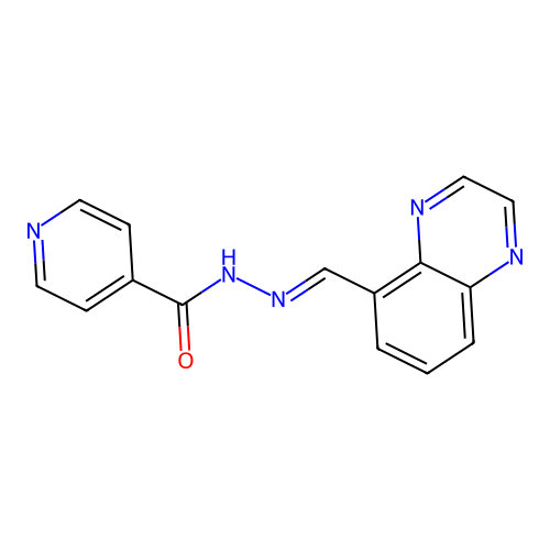 N'-[(E)-quinoxalin-5-ylmethylidene]pyridine-4-carbohydrazide structure