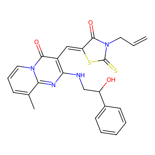 (Z)-3-allyl-5-((2-((2-hydroxy-2-phenylethyl)amino)-9-methyl-4-oxo-4H-pyrido[1,2-a]pyrimidin-3-yl)methylene)-2-thioxothiazolidin-4-one structure