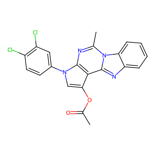 3-(3,4-dichlorophenyl)-5-methyl-3H-benzo[4,5]imidazo[1,2-c]pyrrolo[3,2-e]pyrimidin-1-yl acetate structure