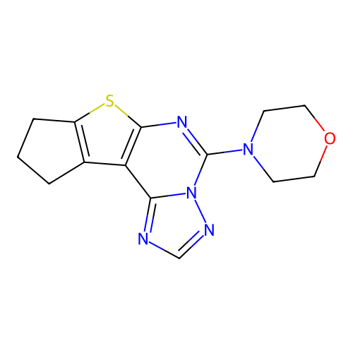 4-(9,10-dihydro-8H-cyclopenta[4,5]thieno[3,2-e][1,2,4]triazolo[1,5-c]pyrimidin-5-yl)morpholine structure