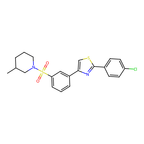 2-(4-Chlorophenyl)-4-{3-[(3-methylpiperidino)sulfonyl]phenyl}-1,3-thiazole structure