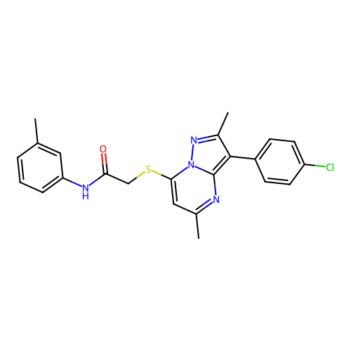 2-{[3-(4-chlorophenyl)-2,5-dimethylpyrazolo[1,5-a]pyrimidin-7-yl]sulfanyl}-N-(3-methylphenyl)acetamide structure