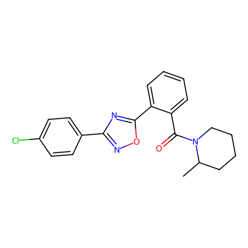 (2-(3-(4-chlorophenyl)-1,2,4-oxadiazol-5-yl)phenyl)(2-methylpiperidin-1-yl)methanone structure