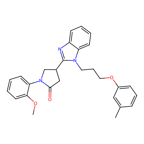 1-(2-methoxyphenyl)-4-(1-(3-(m-tolyloxy)propyl)-1H-benzo[d]imidazol-2-yl)pyrrolidin-2-one structure