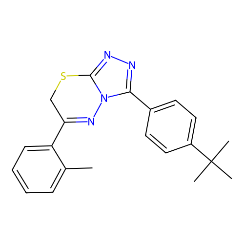 3-(4-tert-butylphenyl)-6-(2-methylphenyl)-7H-[1,2,4]triazolo[3,4-b][1,3,4]thiadiazine structure
