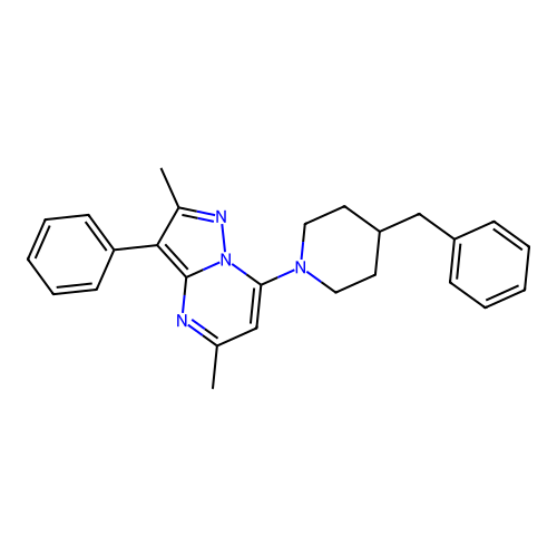7-(4-Benzylpiperidin-1-yl)-2,5-dimethyl-3-phenylpyrazolo[1,5-a]pyrimidine structure