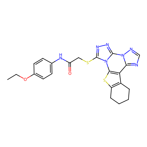 N-(4-ethoxyphenyl)-2-((10,11,12,13-tetrahydrobenzo[4,5]thieno[3,2-e]bis([1,2,4]triazolo)[4,3-a:1',5'-c]pyrimidin-7-yl)thio)acetamide structure