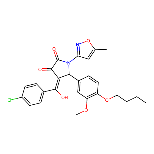 5-(4-butoxy-3-methoxyphenyl)-4-(4-chlorobenzoyl)-3-hydroxy-1-(5-methyl-1,2-oxazol-3-yl)-2,5-dihydro-1H-pyrrol-2-one structure