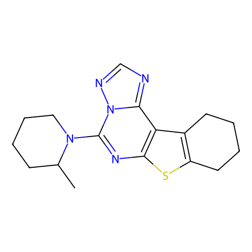 5-(2-methylpiperidin-1-yl)-8,9,10,11-tetrahydro[1]benzothieno[3,2-e][1,2,4]triazolo[1,5-c]pyrimidine structure