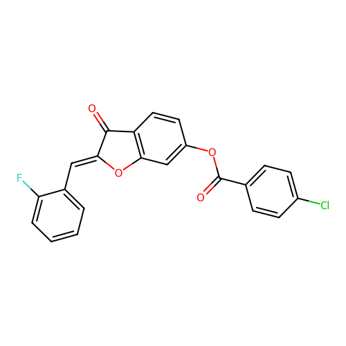 2-[(2-Fluorophenyl)methylene]-3-oxobenzo[3,4-b]furan-6-yl 4-chlorobenzoate structure