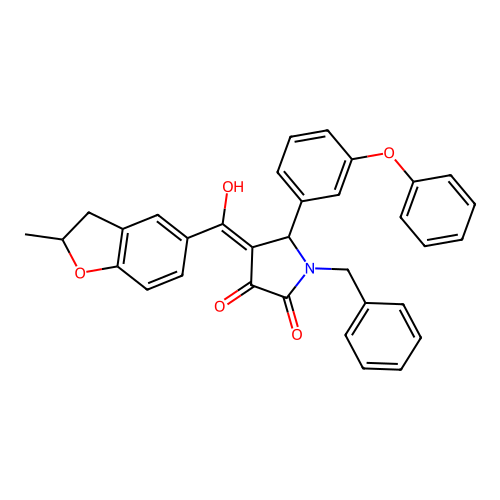 (4E)-1-benzyl-4-[hydroxy(2-methyl-2,3-dihydro-1-benzofuran-5-yl)methylidene]-5-(3-phenoxyphenyl)pyrrolidine-2,3-dione structure