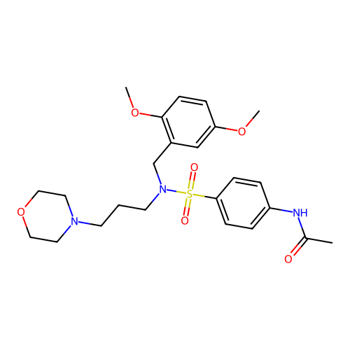 N-(4-{(2,5-dimethoxybenzyl)[3-(morpholin-4-yl)propyl]sulfamoyl}phenyl)acetamide structure