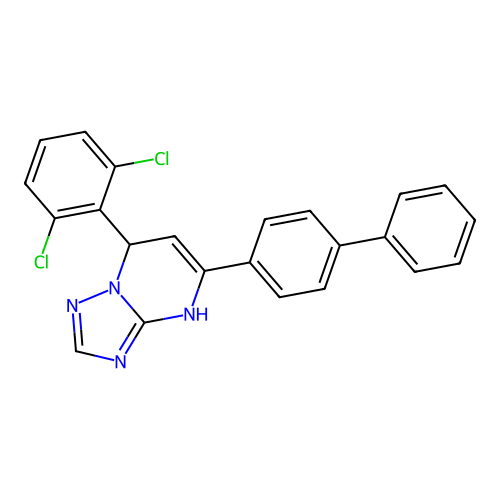 5-(biphenyl-4-yl)-7-(2,6-dichlorophenyl)-4,7-dihydro[1,2,4]triazolo[1,5-a]pyrimidine structure