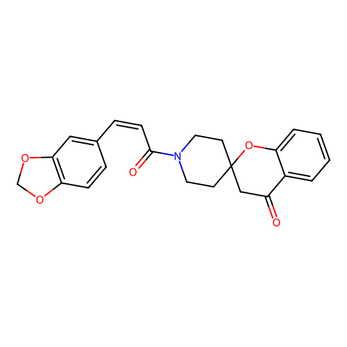 (Z)-1'-(3-(benzo[d][1,3]dioxol-5-yl)acryloyl)spiro[chroman-2,4'-piperidin]-4-one structure