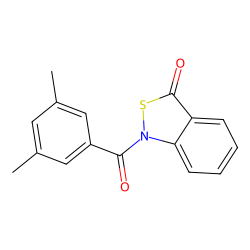 1-(3,5-dimethylbenzoyl)benzo[c]isothiazol-3(1H)-one structure