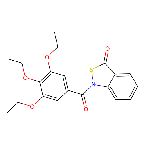 1-(3,4,5-triethoxybenzoyl)benzo[c]isothiazol-3(1H)-one structure