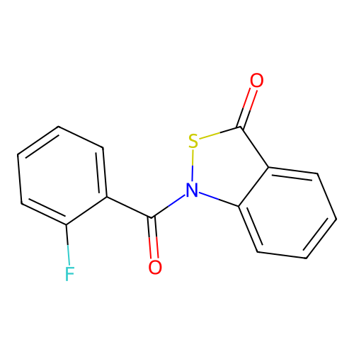 1-(2-fluorobenzoyl)benzo[c]isothiazol-3(1H)-one structure