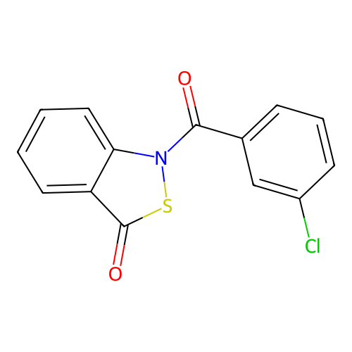1-(3-chlorobenzoyl)benzo[c]isothiazol-3(1H)-one structure