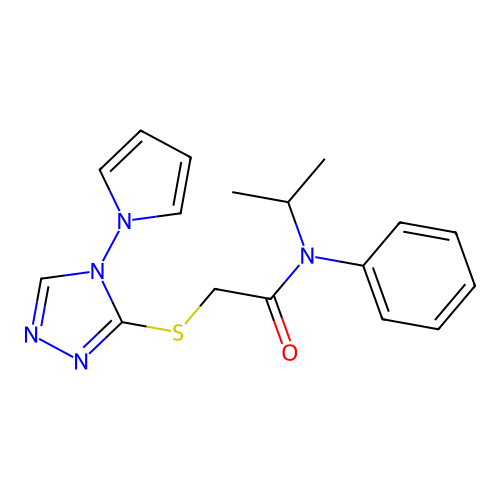 N-phenyl-N-propan-2-yl-2-[(4-pyrrol-1-yl-1,2,4-triazol-3-yl)sulfanyl]acetamide structure