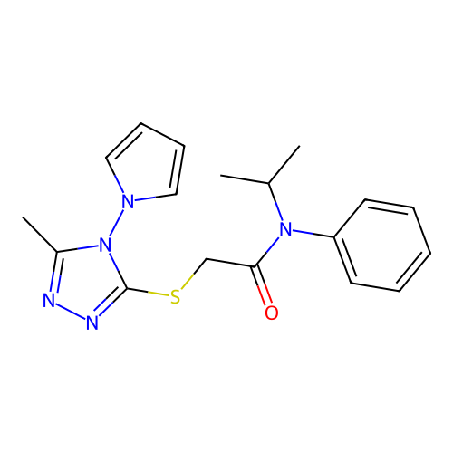 2-{[5-methyl-4-(1H-pyrrol-1-yl)-4H-1,2,4-triazol-3-yl]sulfanyl}-N-phenyl-N-(propan-2-yl)acetamide structure