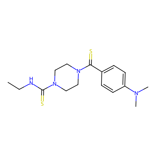 4-[4-(dimethylamino)benzenecarbothioyl]-N-ethylpiperazine-1-carbothioamide structure
