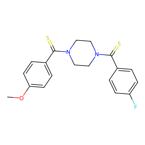 (4-Fluorophenyl)(4-(4-methoxyphenylcarbonothioyl)piperazin-1-yl)methanethione structure