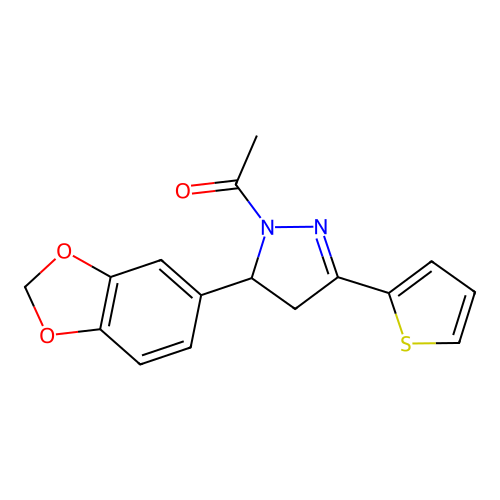 1-[3-(1,3-Benzodioxol-5-yl)-5-thiophen-2-yl-3,4-dihydropyrazol-2-yl]ethanone structure