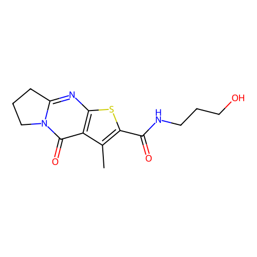 N-(3-hydroxypropyl)-3-methyl-4-oxo-4,6,7,8-tetrahydropyrrolo[1,2-a]thieno[2,3-d]pyrimidine-2-carboxamide structure