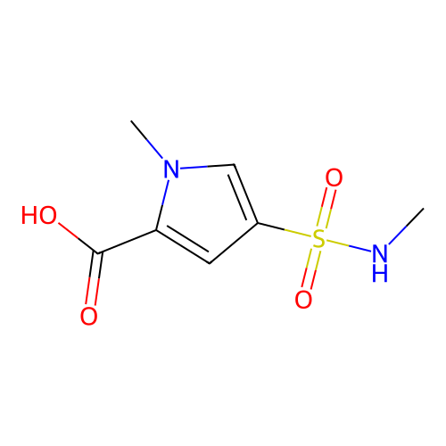 1-methyl-4-(methylsulfamoyl)-1H-pyrrole-2-carboxylic acid structure