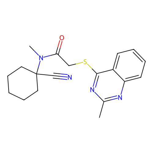 N-(1-cyanocyclohexyl)-N-methyl-2-[(2-methylquinazolin-4-yl)sulfanyl]acetamide structure