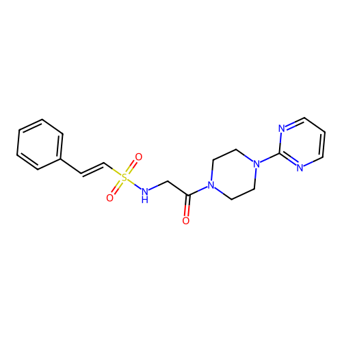 N-{2-oxo-2-[4-(pyrimidin-2-yl)piperazin-1-yl]ethyl}-2-phenylethene-1-sulfonamide structure