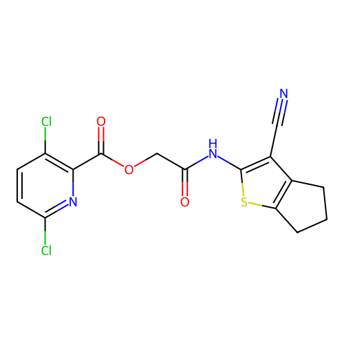({3-cyano-4H,5H,6H-cyclopenta[b]thiophen-2-yl}carbamoyl)methyl 3,6-dichloropyridine-2-carboxylate structure
