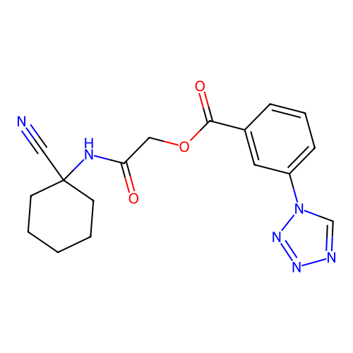 [2-[(1-Cyanocyclohexyl)amino]-2-oxoethyl] 3-(tetrazol-1-yl)benzoate structure