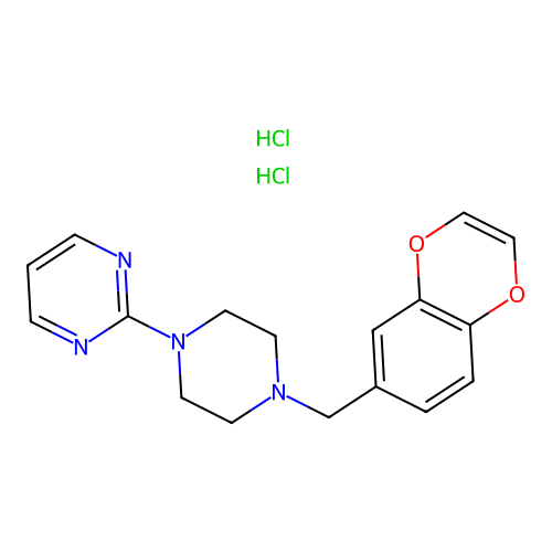 Pyrimidine, 2-(4-(1,4-benzodioxin-6-ylmethyl)-1-piperazinyl)-, dihydrochloride structure