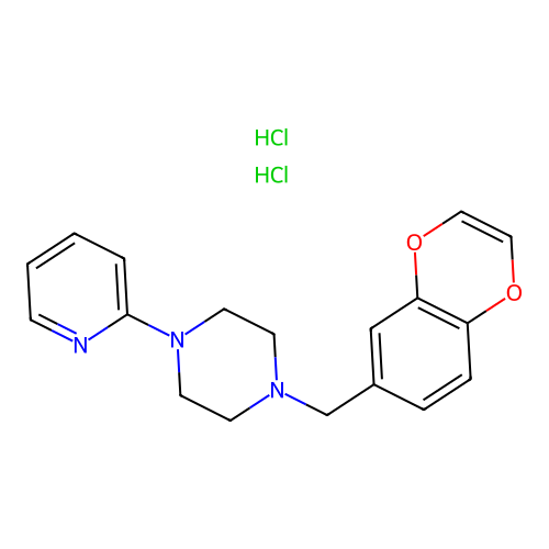 Piperazine, 1-(1,4-benzodioxin-6-ylmethyl)-4-(2-pyridinyl)-, dihydrochloride structure