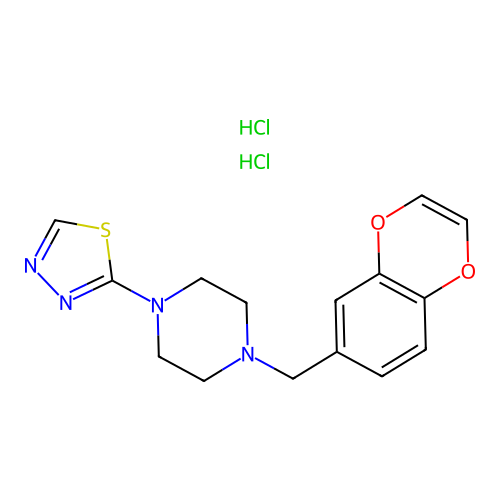 Piperazine, 1-(1,4-benzodioxin-6-ylmethyl)-4-(1,3,4-thiadiazol-2-yl)-, dihydrochloride structure