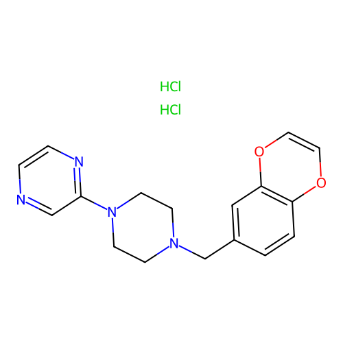 Pyrazine, (4-(1,4-benzodioxin-6-ylmethyl)-1-piperazinyl)-, dihydrochloride structure