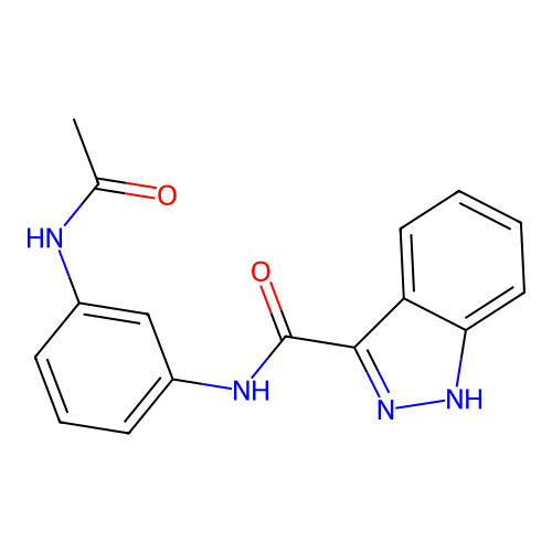 N-(3-acetamidophenyl)-1H-indazole-3-carboxamide structure