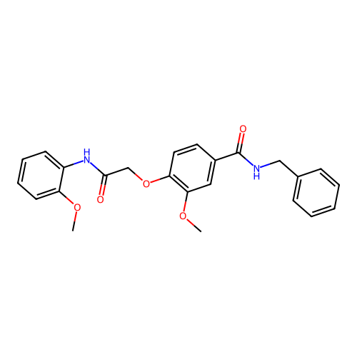 N-benzyl-3-methoxy-4-[2-(2-methoxyanilino)-2-oxoethoxy]benzamide structure