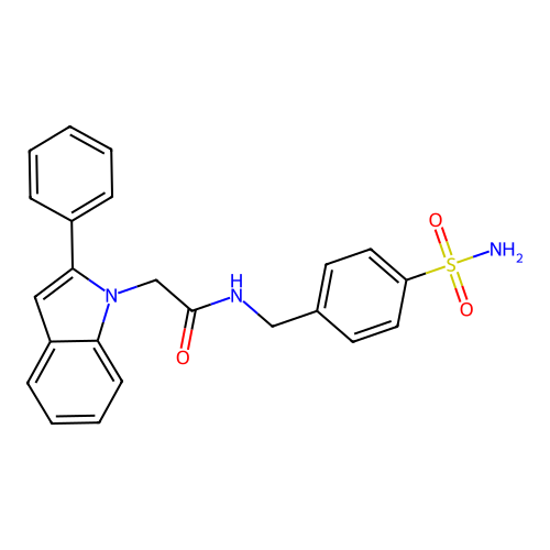 2-(2-phenyl-1H-indol-1-yl)-N-(4-sulfamoylbenzyl)acetamide structure