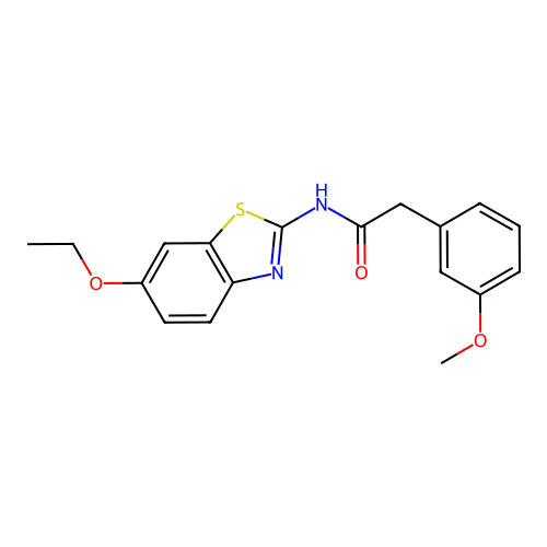 N-(6-ethoxy-1,3-benzothiazol-2-yl)-2-(3-methoxyphenyl)acetamide structure