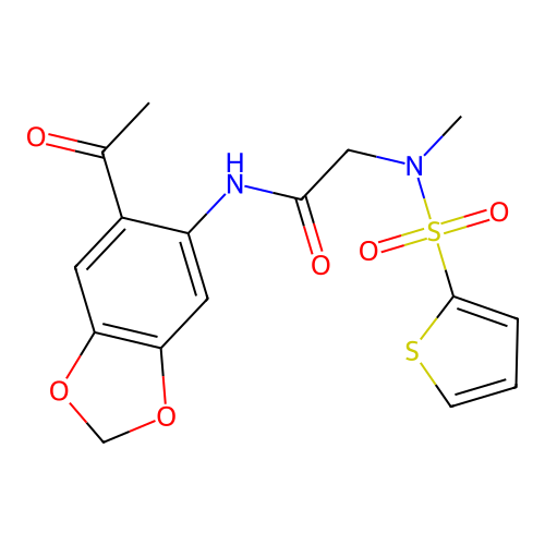 N-(6-acetyl-1,3-benzodioxol-5-yl)-2-[methyl(thiophen-2-ylsulfonyl)amino]acetamide structure
