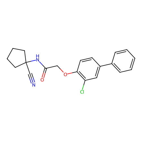 2-(2-chloro-4-phenylphenoxy)-N-(1-cyanocyclopentyl)acetamide structure