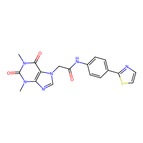 2-(1,3-dimethyl-2,6-dioxopurin-7-yl)-N-[4-(1,3-thiazol-2-yl)phenyl]acetamide structure