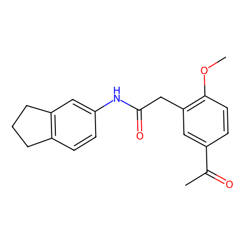 2-(5-acetyl-2-methoxyphenyl)-N-(2,3-dihydro-1H-inden-5-yl)acetamide structure